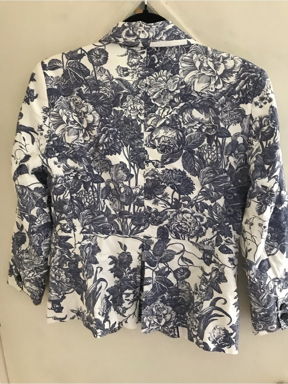 LOFT White Blazer with Blue Floral Print